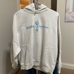 PLAYBOY Blue and Cream Oversized Hoodie